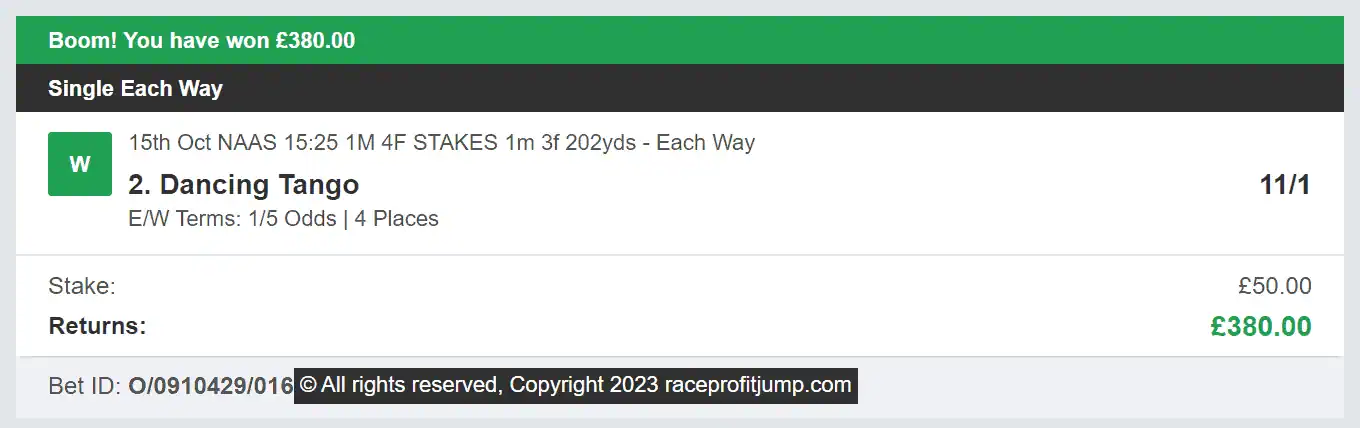 Race Profit Jump - Winner - 2023-10-15