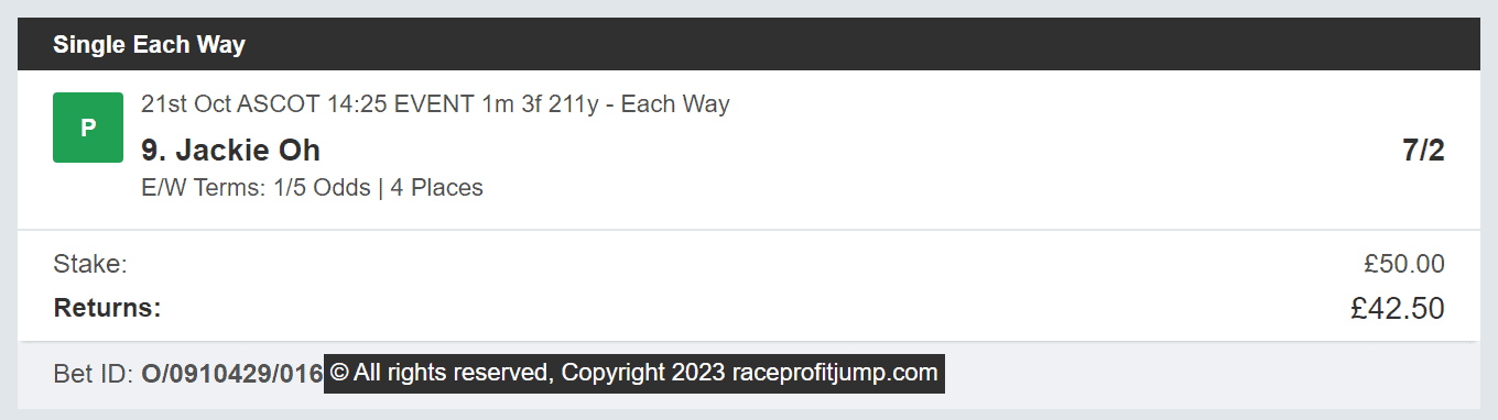 Race Profit Jump - Winner - 2023-10-21