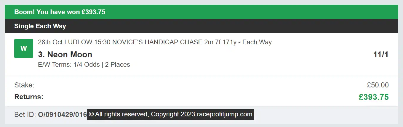 Race Profit Jump - Winner - 2023-10-26