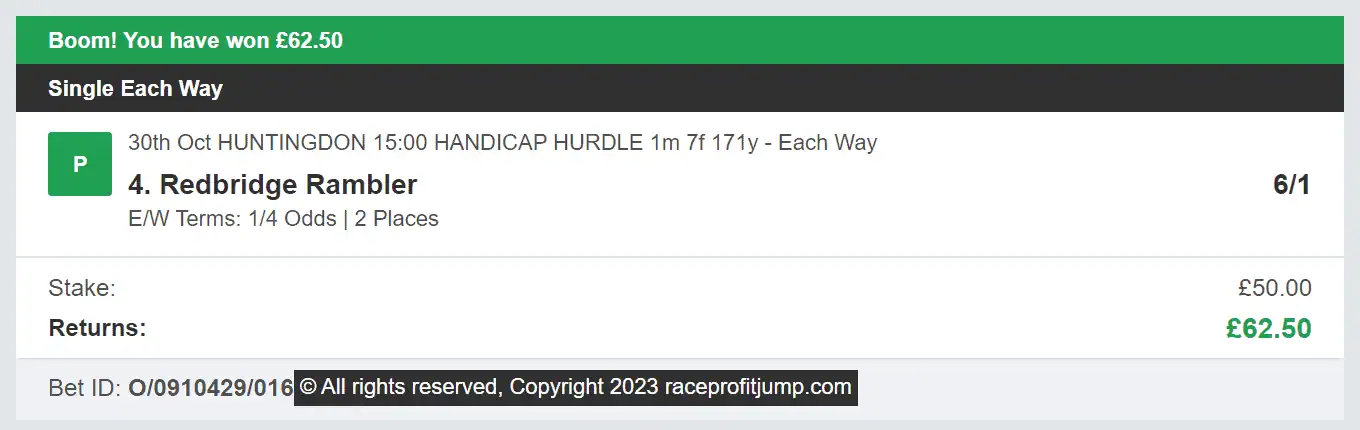 Race Profit Jump - Winner - 2023-10-30