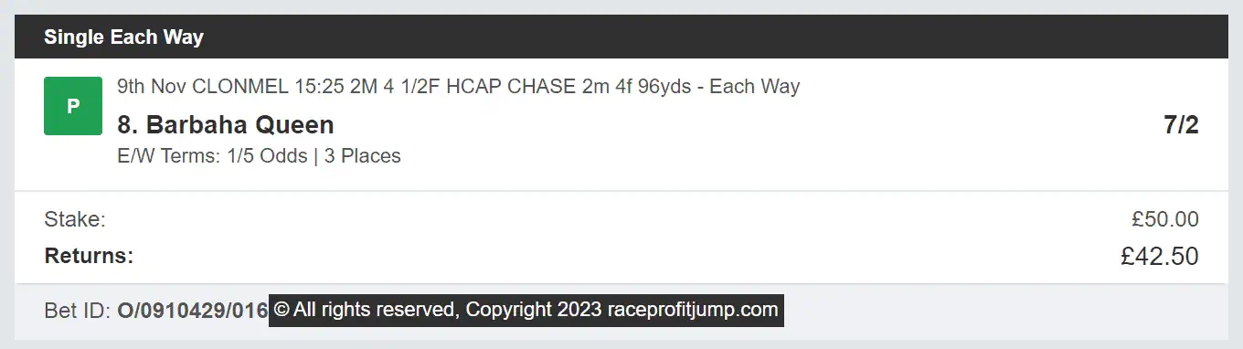 Race Profit Jump - Winner - 2023-11-09