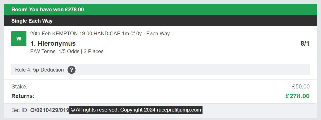 Race Profit Jump - Winner - 2024-02-28