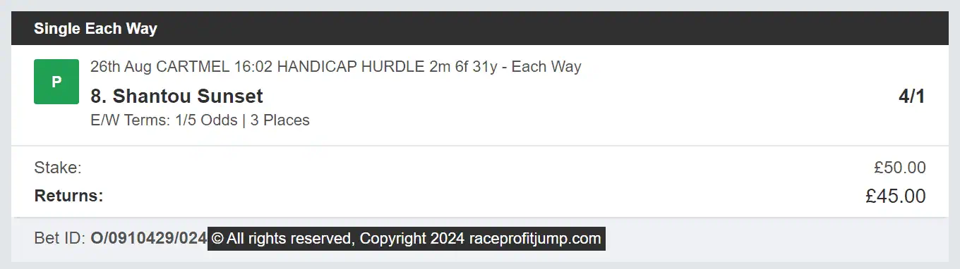 Race Profit Jump - Winner - 2024-08-26