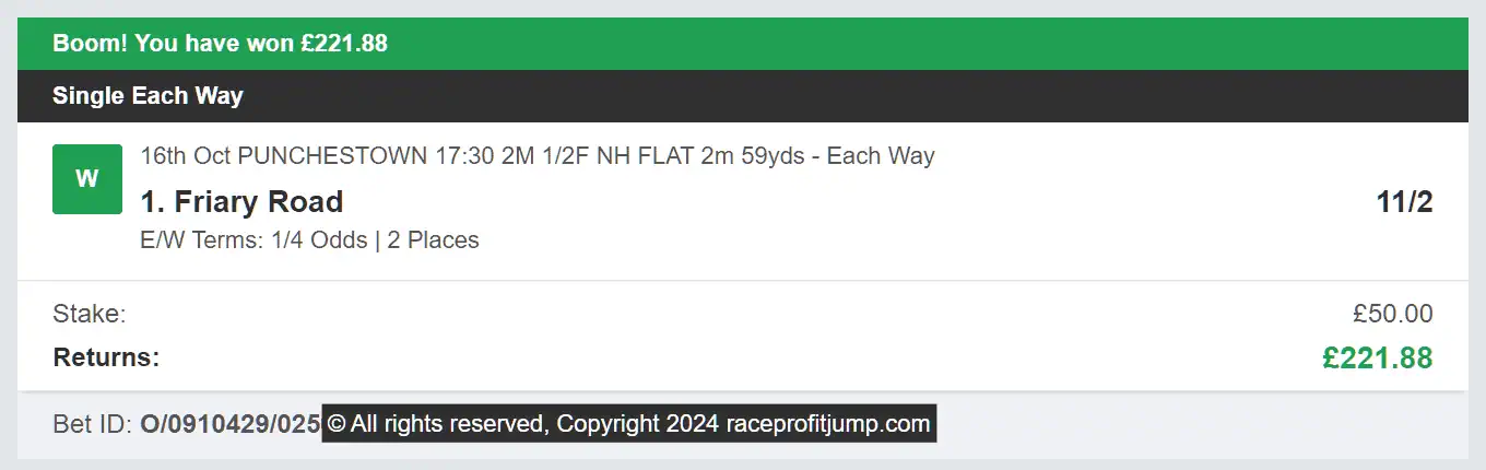 Race Profit Jump - Winner - 2024-10-16