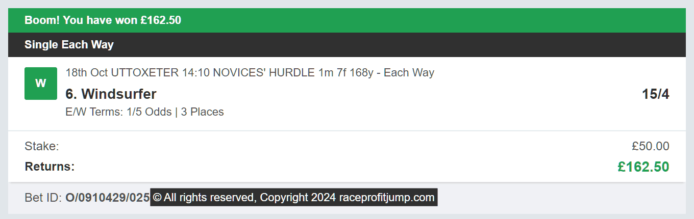 Race Profit Jump - Winner - 2024-10-18